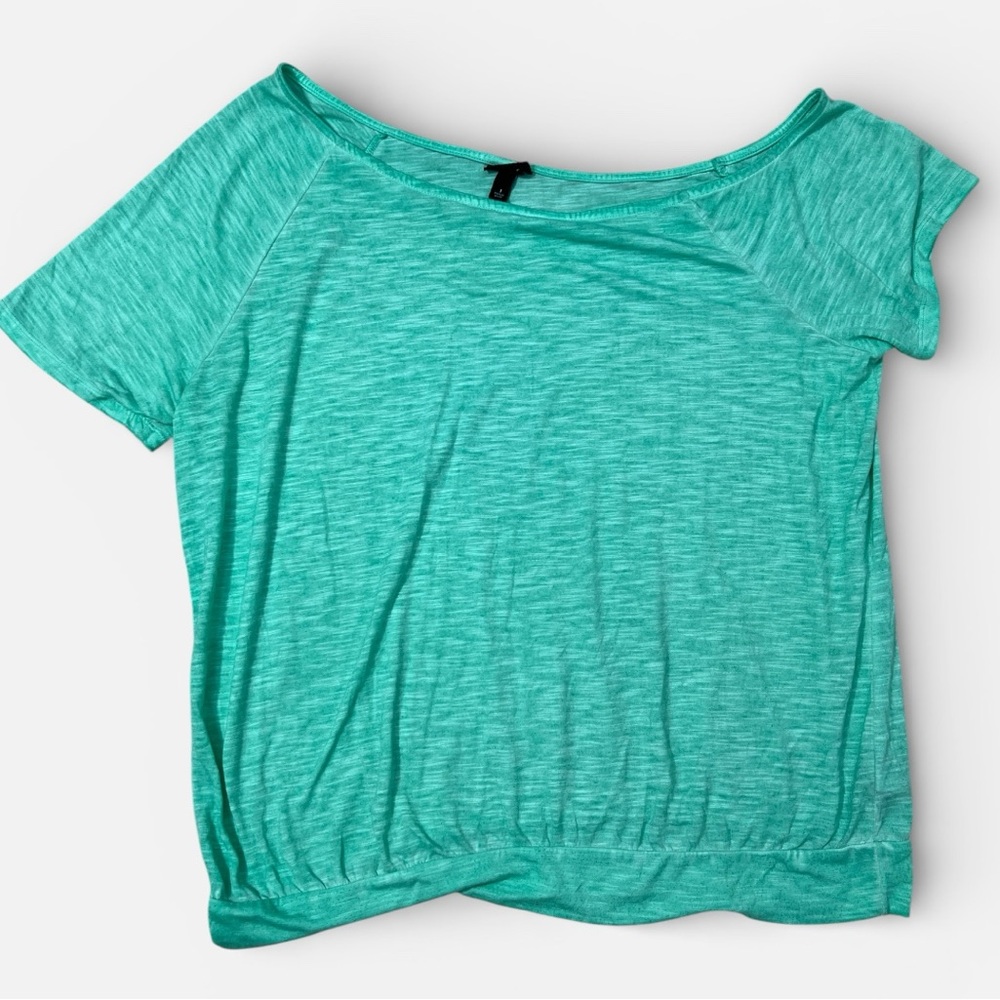 Torrid Off-Shoulder Featherlight Slub Short Sleeve T Shirt green size 1X - Picture 2 of 5